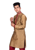 Elegant Golden Indian Silk Kurta Set for Men