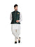 Indian Traditional White Kurta With Luckhnavi Silk Bottle Green Nehru Jacket - RK4238