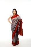Royal Red and Grey Sari