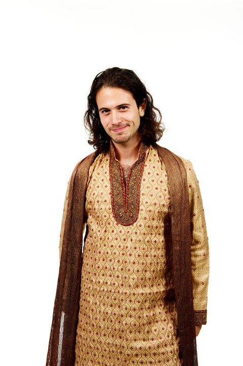 Red & Gold Sherwani for Men Size 38 (Rent)