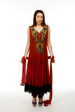 Red Soft Net and Lace Anarkali