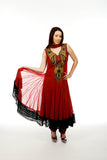 Red Soft Net and Lace Anarkali