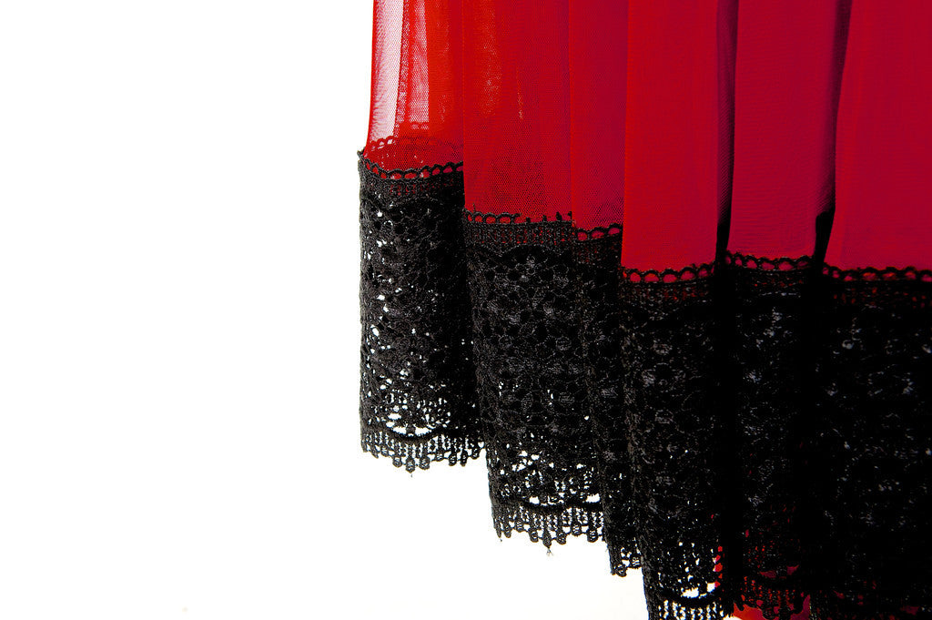 Red Soft Net and Lace Anarkali