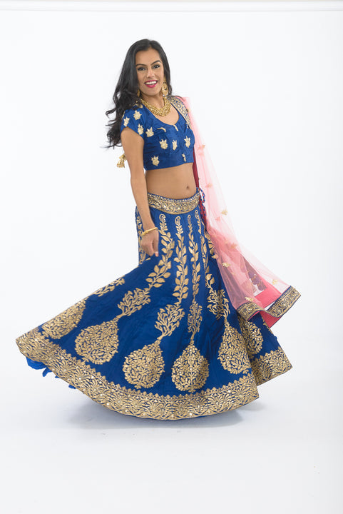 Radiant Sapphire Heavy Bridal Lehenga Choli L1501