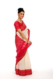 Richness Redefined in Beige and Pink Saree