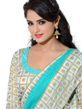 Elegant Hand Painted Mint Colored Exclusive Saree D-218