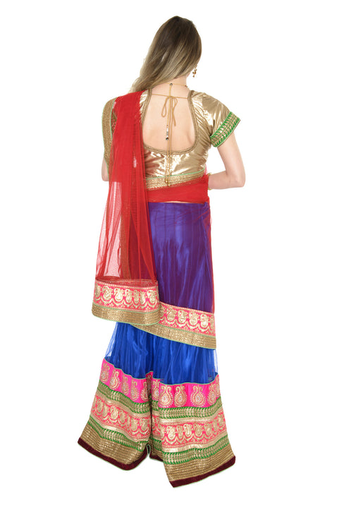 Gorgeous Red and Blue Lehenga Choli-SNT11128