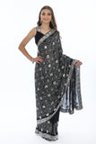 Graceful Silver and Midnight Black Sari