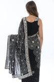 Graceful Silver and Midnight Black Sari