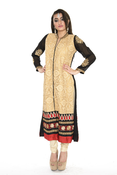 Beautiful Black and Gold Long Kurti Salwar Kameez 