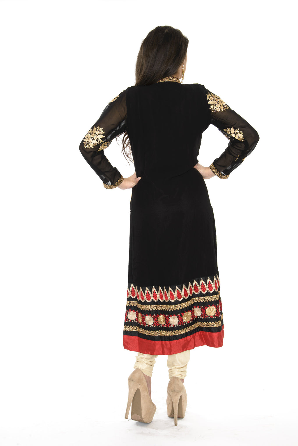 Buy Gold Shimmer Georgette Embroidery Dabka Mandarin Kurta Skirt Set For  Women by Shasha Gaba Online at Aza Fashions.