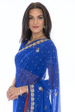 Glamorous Royal Blue Princess Ready-Made Pre-Pleated Sari-SNT10171