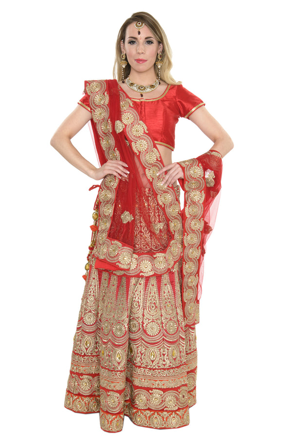 Stunning Red and Gold Indian Wedding Lehenga-SNT11123