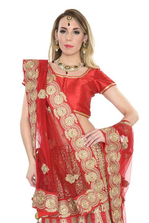 Stunning Red and Gold Indian Wedding Lehenga-SNT11123