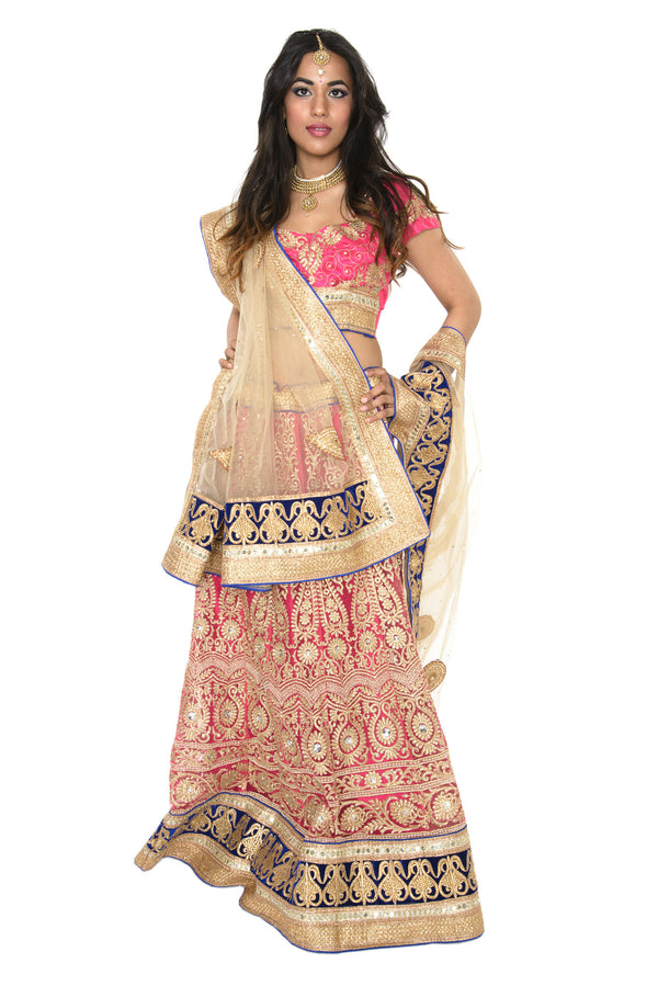 Charming Pink and Gold Indian Wedding Lehenga-SNT11122