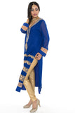 Royal Blue Wedding Long Kurti Salwar Kameez (Size M/L)