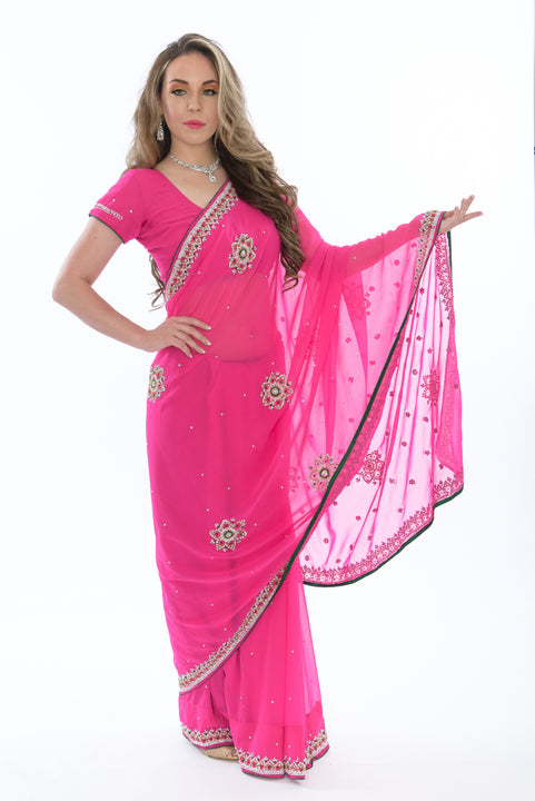 Fabulous Hot Pink Partwear Sari