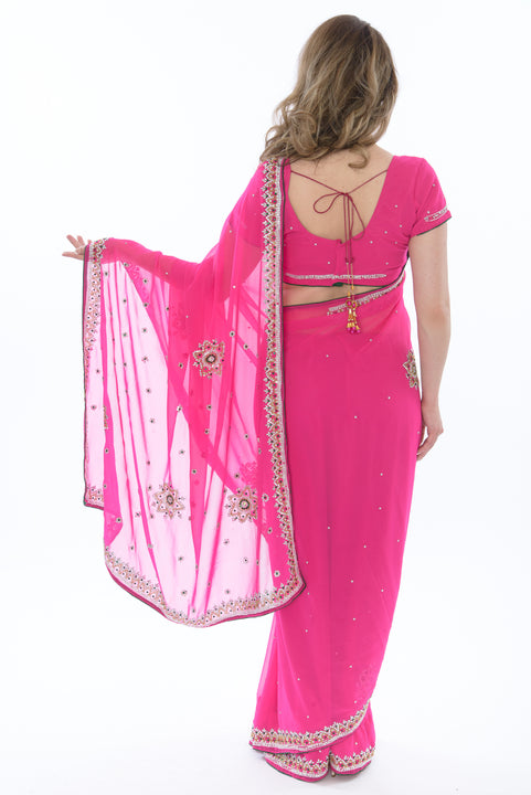 Fabulous Hot Pink Partwear Sari