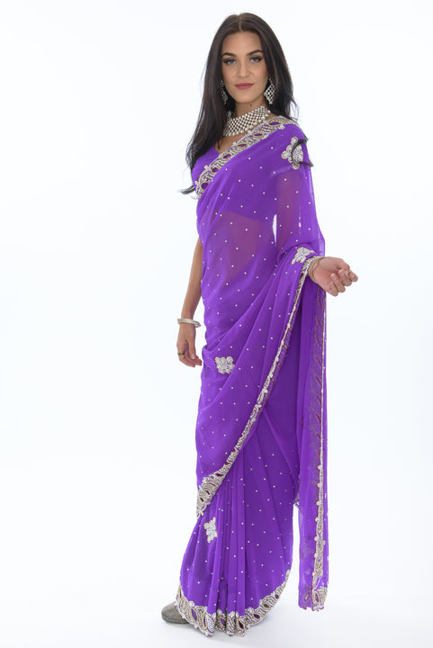 Lovely Lavendar Partywear Sari