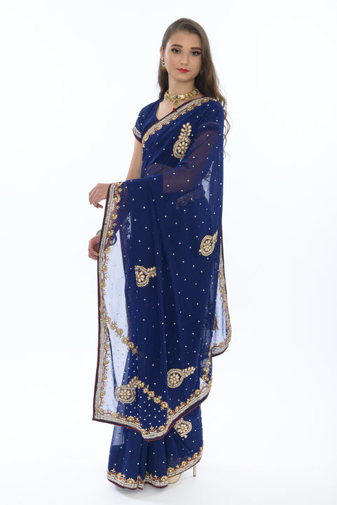 Romantic Starry Night Partywear Sari