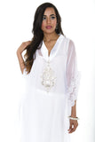 Elegant White Long Kurti Salwar Kameez (Size M/L)