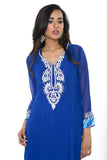 Elegant Blue Long Kurti Salwar Kameez (Size M/L)