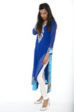 Elegant Blue Long Kurti Salwar Kameez (Size M/L)