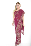 Graceful Wine Colored Pre-Stitched Ready-made Sari
