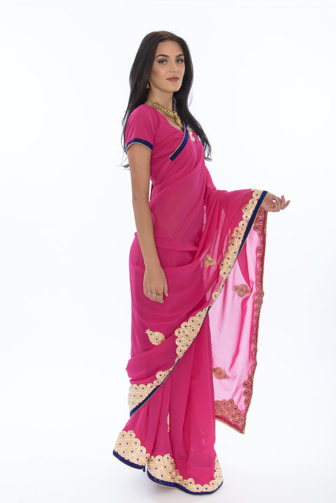 Lively Pink Partywear Sari