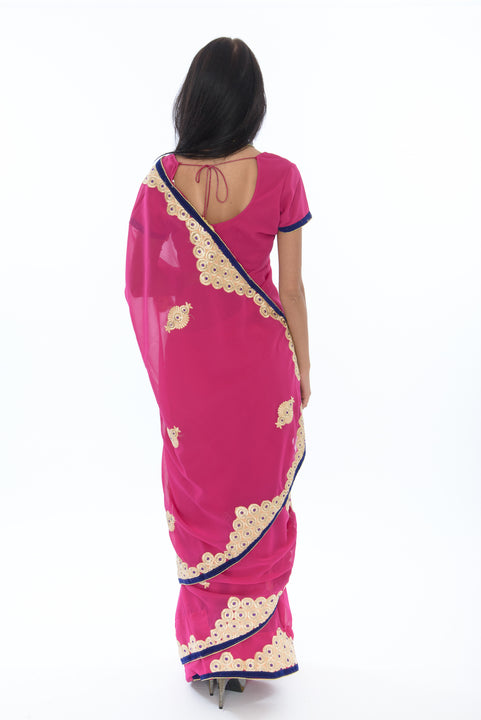 Lively Pink Partywear Sari