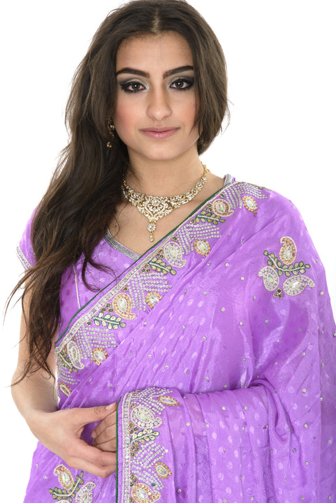 Shimmer in Lavender Partywear Pre-Stitched Ready-made Sari