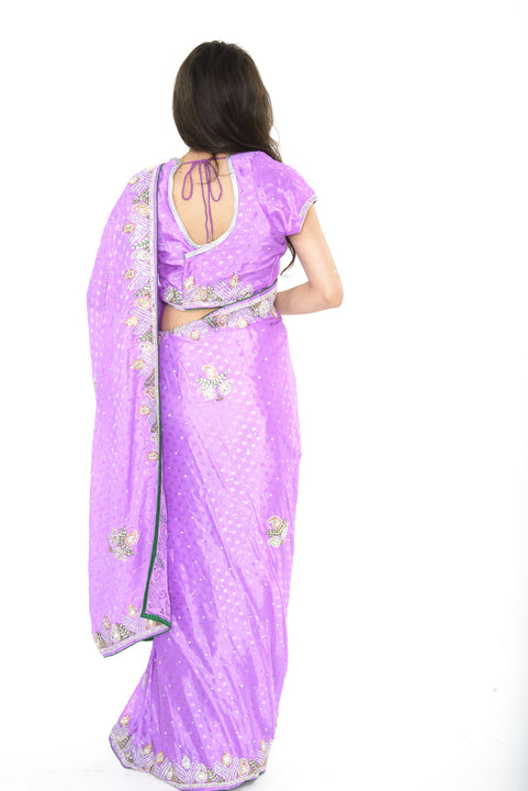 Shimmer in Lavender Partywear Pre-Stitched Ready-made Sari