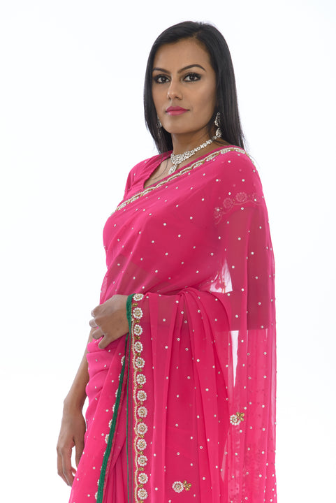 Beautiful French Rose Partwear Sari