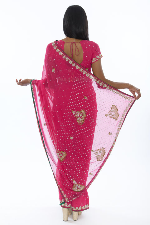 Beautiful French Rose Partwear Sari