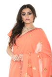 Elegant Soft Coral Pre-Stitched Ready-made Sari