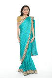 Classic Teal Pre-Stitched Ready-made Sari
