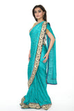 Classic Teal Pre-Stitched Ready-made Sari