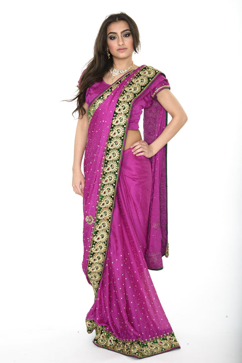 Ravishing Magenta Pre-pleated Sari