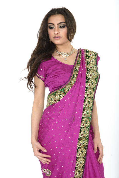 Ravishing Magenta Pre-pleated Sari