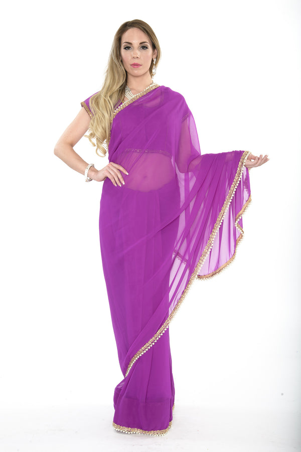 Simply Sophisticated Pearl Bordered Pre-Pleated Ready-made Sari