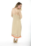 Elegant Tan Long Kurti Salwar Kameez (Size M/L)