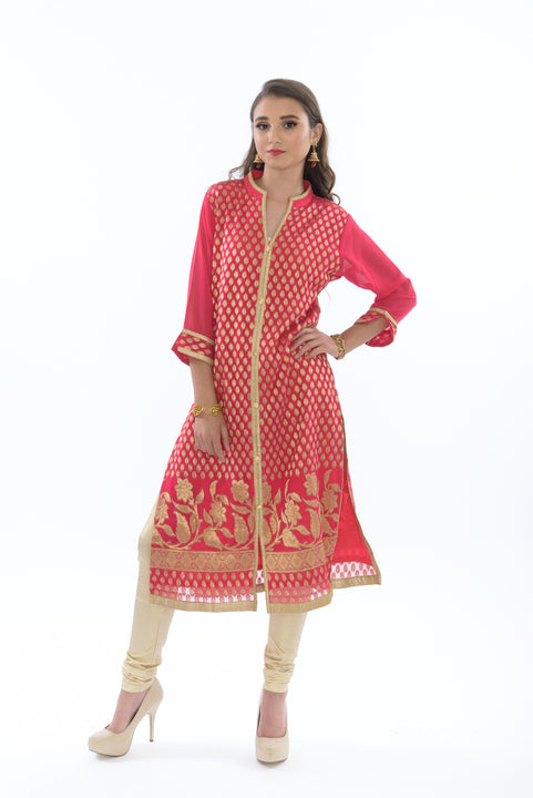 Flirty Floral Rouge Kurti Salwar Kameez