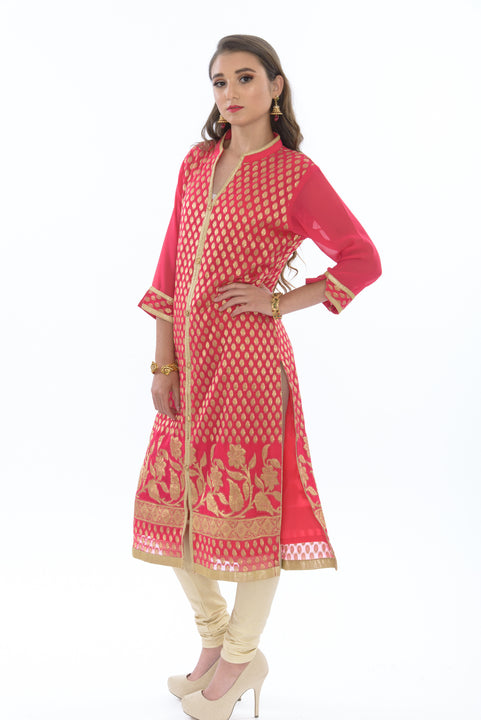 Flirty Floral Rouge Kurti Salwar Kameez