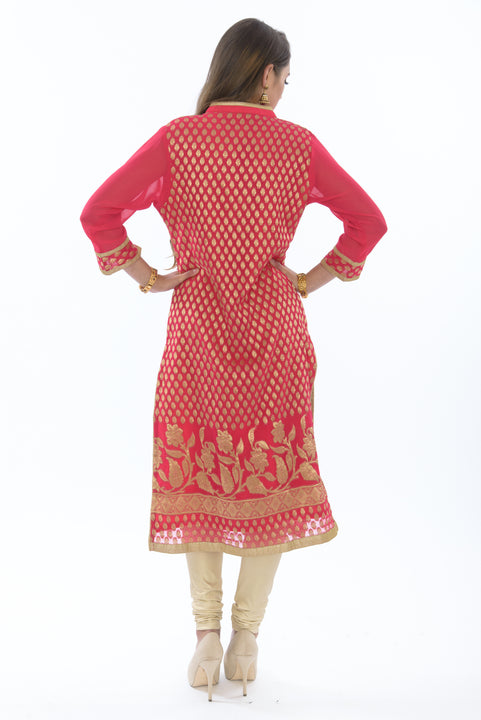 Flirty Floral Rouge Kurti Salwar Kameez