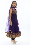 Charming Electric Purple Indo-Western Anarkali Gown