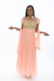 Sweet Pink Lily Indo-Western Long Anarkali  Gown