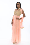 Sweet Pink Lily Indo-Western Long Anarkali  Gown