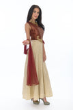 Blushing Burgundy Long Indo-Western Anarkali Gown