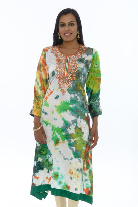 Mango Splash Watercolor Kurti Salwar Kameez