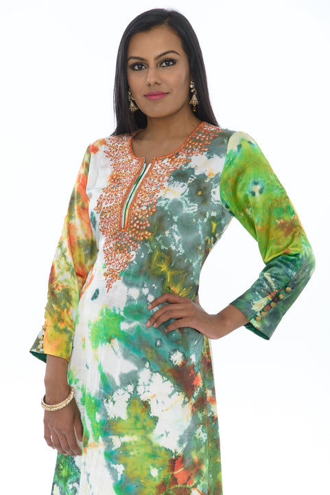 Mango Splash Watercolor Kurti Salwar Kameez
